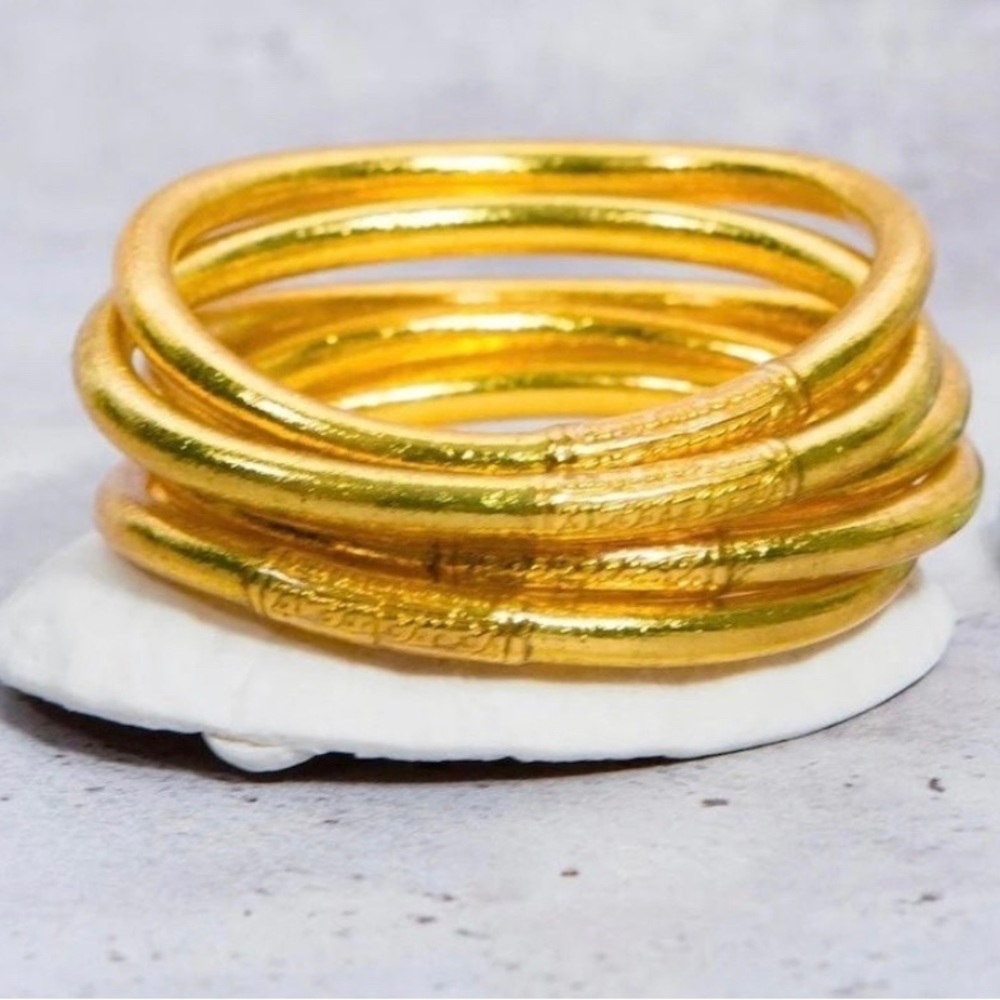 Gold Leaf Thai Bangle Bracelet (set of 6)